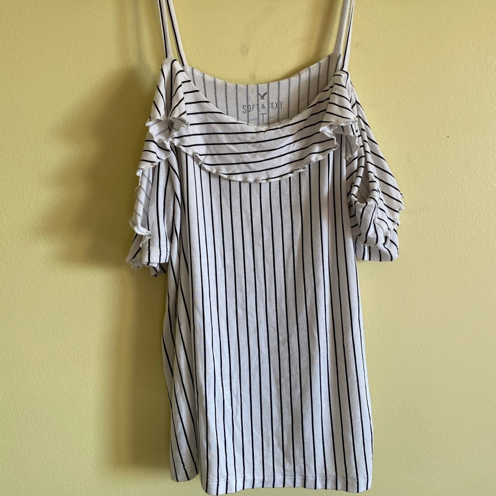 Striped off the shoulder tank top